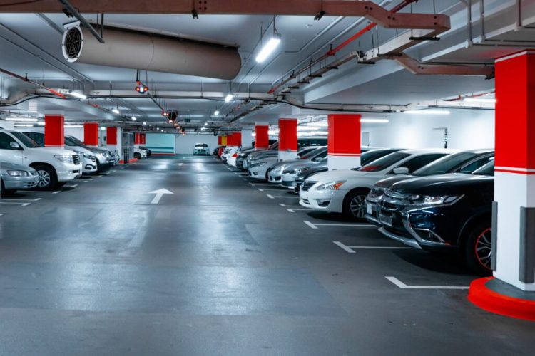 Parking,Garage,Underground,Interior,Background,Or,Texture.,Concrete,Grunge,Wall